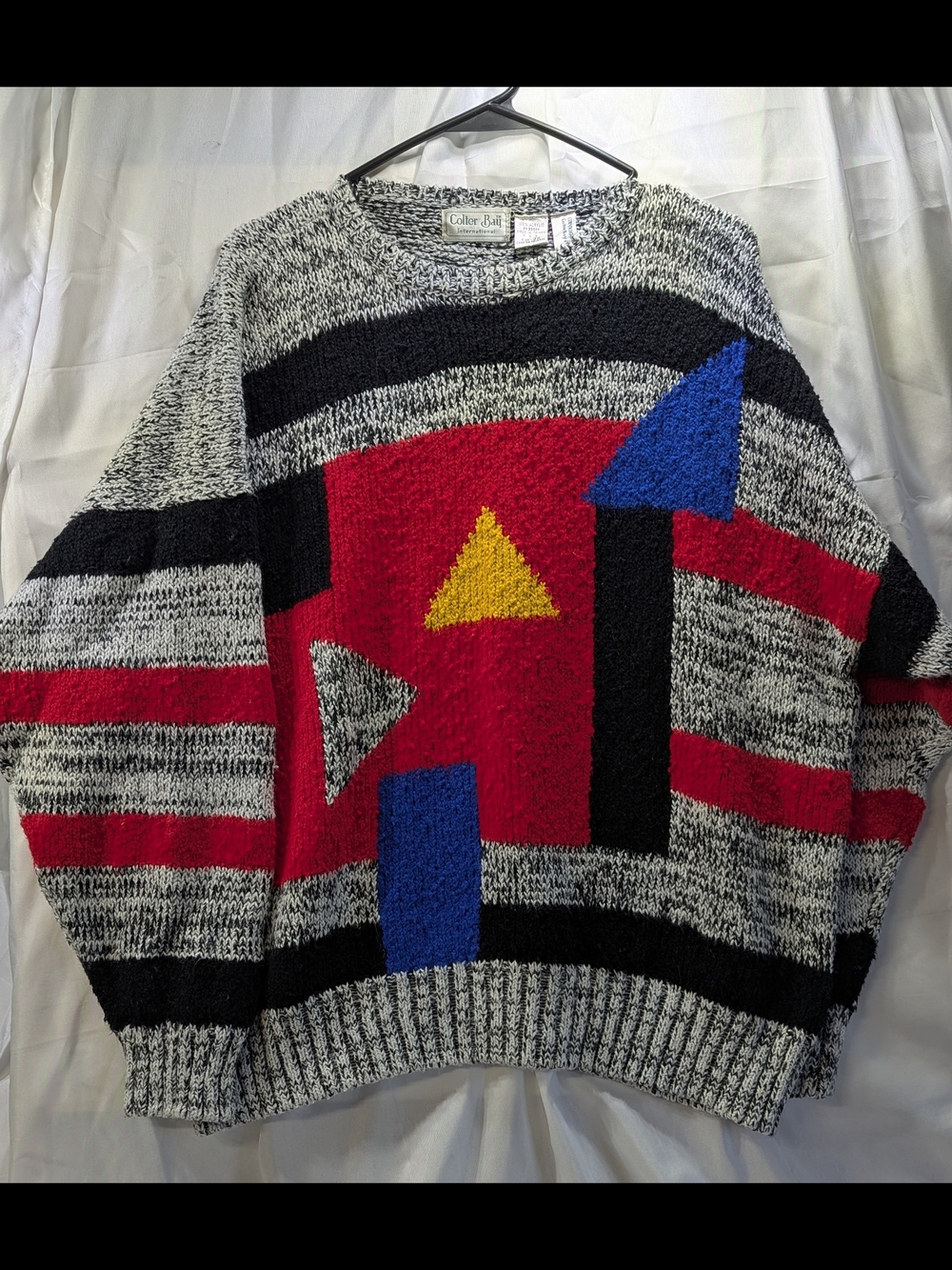 Colter Bay 1989 Men’s Geometric Pattern Crewneck Sweater Red/Gray/Black Size 3X